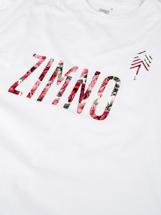 T-Shirt Oversize Damski Biały w Róże T-Shirt Oversize Damski Biały w Róże