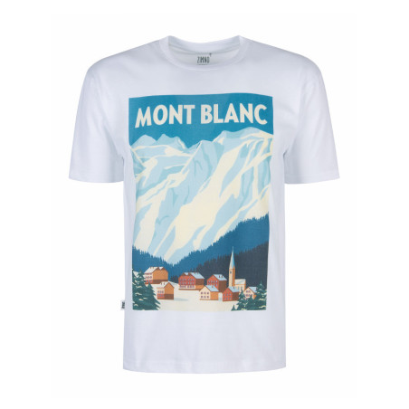 T-Shirt Relaks Unisex Biały Plakat Mont Blanc