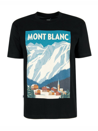 T-Shirt Relaks Unisex Czarny Plakat Mont Blanc