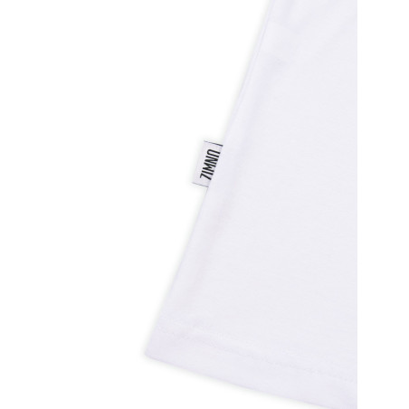 T-Shirt Relaks Unisex Biały Fioletowe Góry