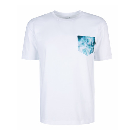 T-Shirt Relaks Unisex Biały z Kieszonką Wzburzone Morze