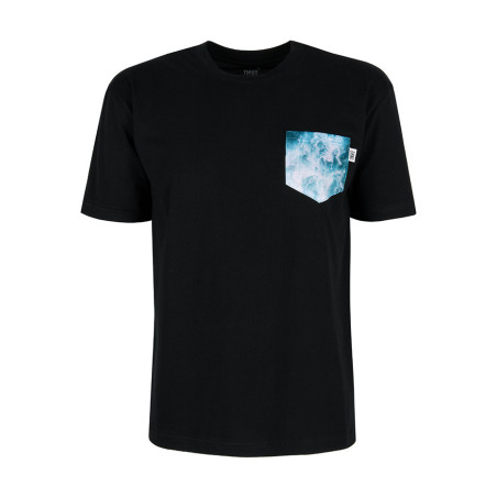 T-Shirt Relaks Unisex Czarny z Kieszonką Wzburzone Morze