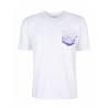 T-Shirt Relaks Unisex Biały z Kieszonką Fioletowe Góry