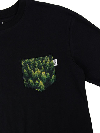 T-Shirt Relaks Unisex Czarny z Kieszonką Las T-Shirt Relaks Unisex Czarny z Kieszonką Las