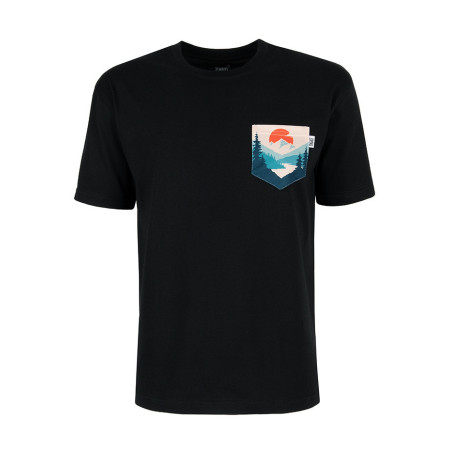 T-Shirt Relaks Unisex Czarny z Kieszonką Zachód Słońca