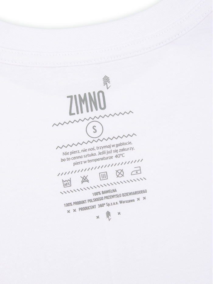 T-Shirt Relaks Unisex Biały z Kieszonką Zachód Słońca