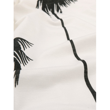 T-Shirt Wiskozowy Damski Biały Palmy