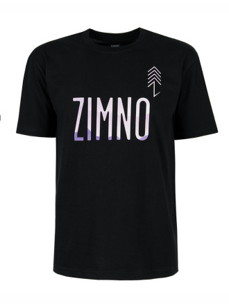 T-Shirt Relaks Unisex Czarny Fioletowe Góry