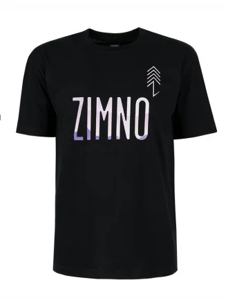 T-Shirt Relaks Unisex Czarny Fioletowe Góry