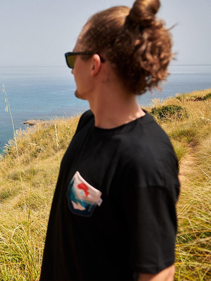 T-Shirt Relaks Unisex Czarny z Kieszonką Zachód Słońca T-Shirt Relaks Unisex Czarny z Kieszonką Zachód Słońca
