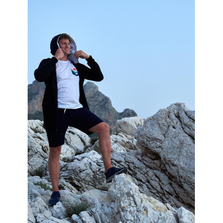 T-Shirt Relaks Unisex Biały z Kieszonką Zachód Słońca lookbook