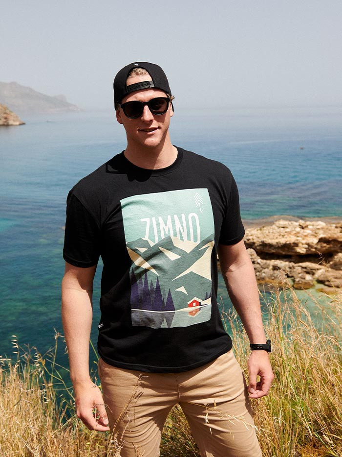 T-Shirt Relaks Unisex Czarny Plakat Tatry lookbook T-Shirt Relaks Unisex Czarny Plakat Tatry lookbook