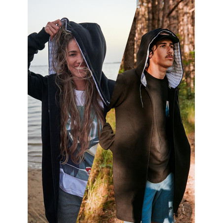 Bluza Długa Rozpinana Czarna Lookbook