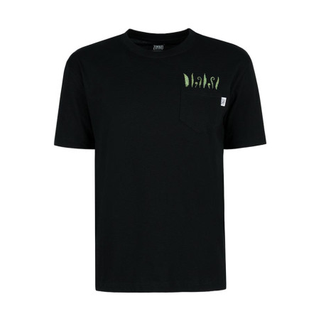 T-Shirt Relaks Unisex Czarny z Kieszonką Liście