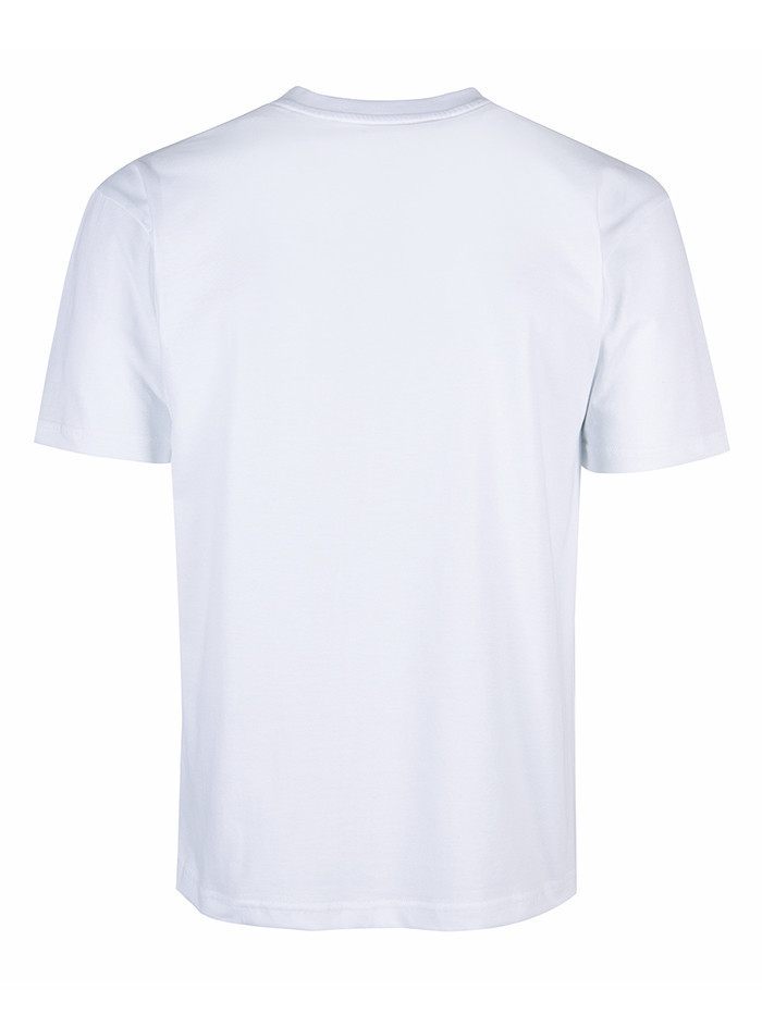 T-Shirt Relaks Unisex Biały z Kieszonką Góry