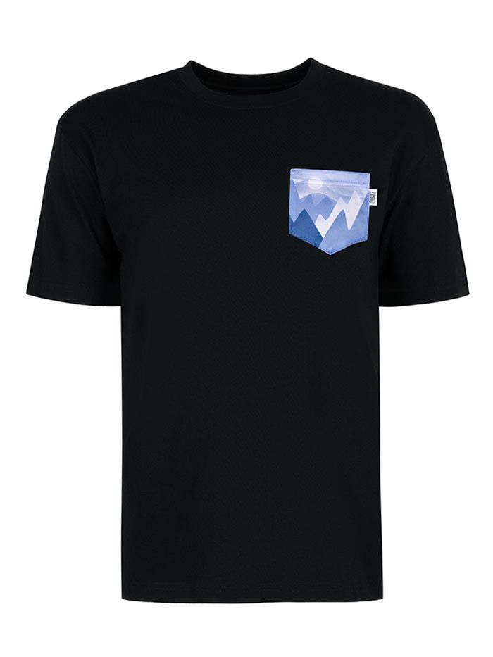 T-Shirt Relaks Unisex Czarny z Kieszonką Góry T-Shirt Relaks Unisex Czarny z Kieszonką Góry