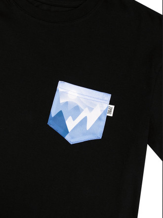 T-Shirt Relaks Unisex Czarny z Kieszonką Góry T-Shirt Relaks Unisex Czarny z Kieszonką Góry
