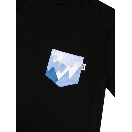 T-Shirt Relaks Unisex Czarny z Kieszonką Góry