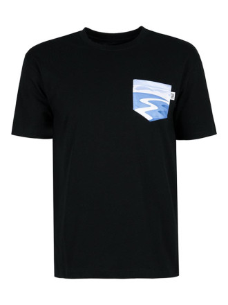 T-Shirt Relaks Unisex Czarny z Kieszonką Rzeka T-Shirt Relaks Unisex Czarny z Kieszonką Rzeka