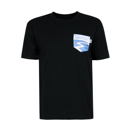 T-Shirt Relaks Unisex Czarny z Kieszonką Rzeka