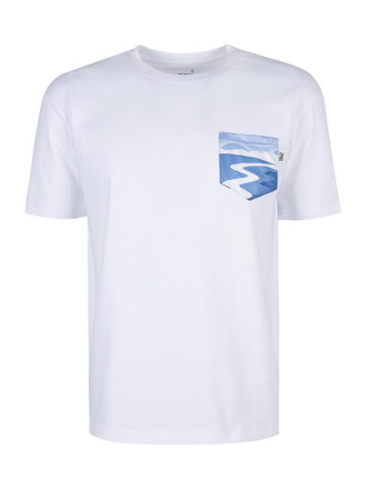 T-Shirt Relaks Unisex Biały z Kieszonką Rzeka