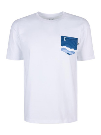 T-Shirt Relaks Unisex Biały z Kieszonką Morze