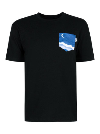 T-Shirt Relaks Unisex Czarny z Kieszonką Morze T-Shirt Relaks Unisex Czarny z Kieszonką Morze
