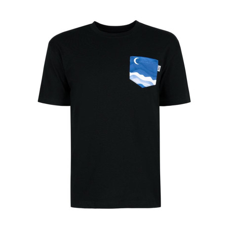 T-Shirt Relaks Unisex Czarny z Kieszonką Morze