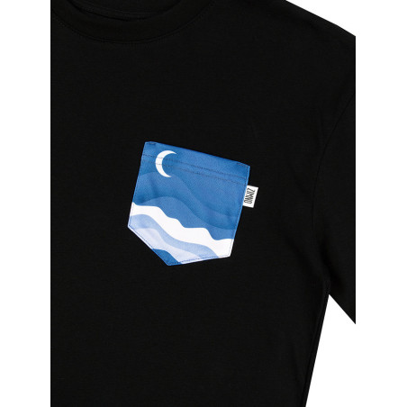 T-Shirt Relaks Unisex Czarny z Kieszonką Morze