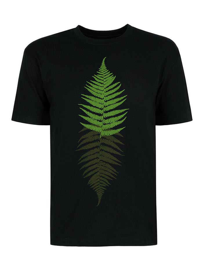 T-Shirt Relaks Unisex Czarny Liść Paproci T-Shirt Relaks Unisex Czarny Liść Paproci