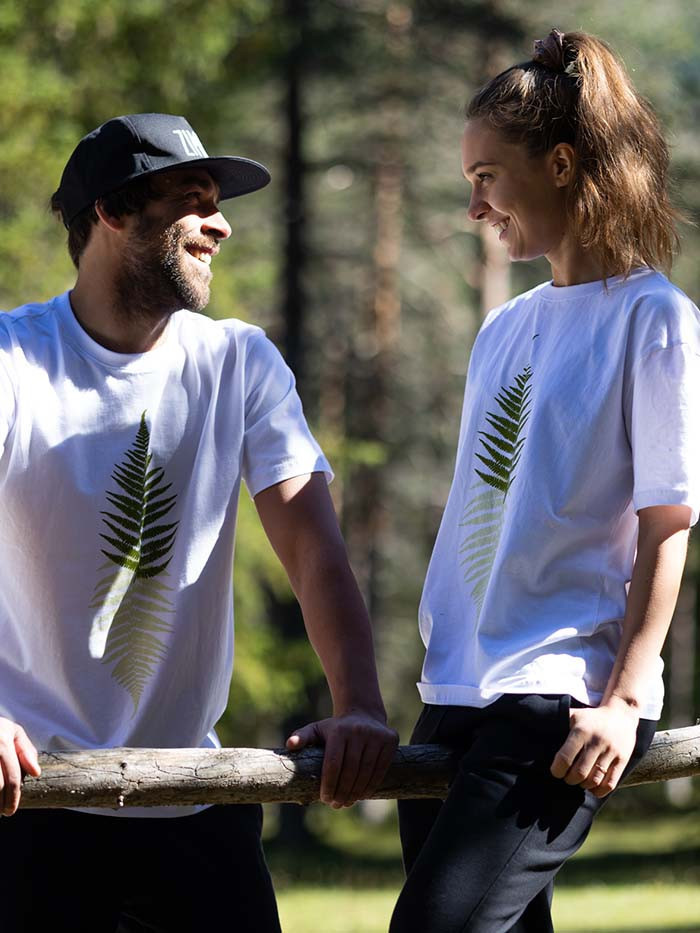 T-Shirt Relaks Unisex Biały Liść Paproci T-Shirt Relaks Unisex Biały Liść Paproci
