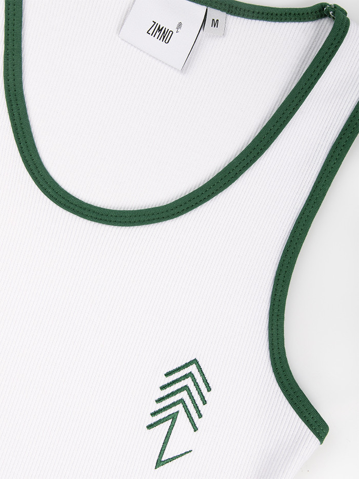 Tank Top Damski Biało-Zielony VINTAGE