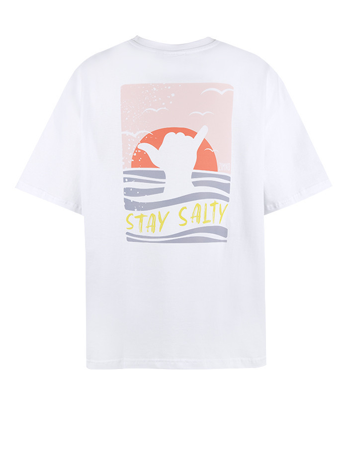 T-shirt Unisex Pudełkowy Stay-Salty Biały
