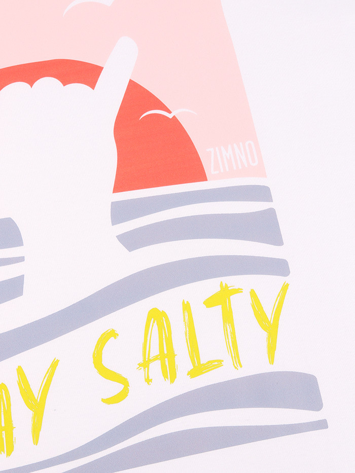 T-shirt Unisex Pudełkowy Stay-Salty Biały