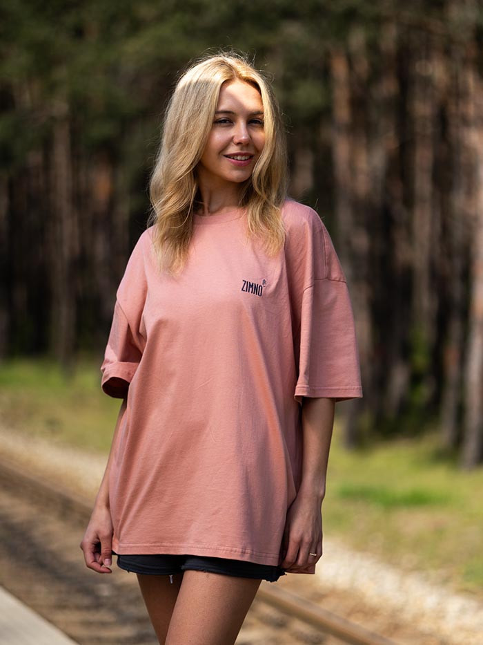 T-shirt Unisex Pudełkowy Lato Różowy