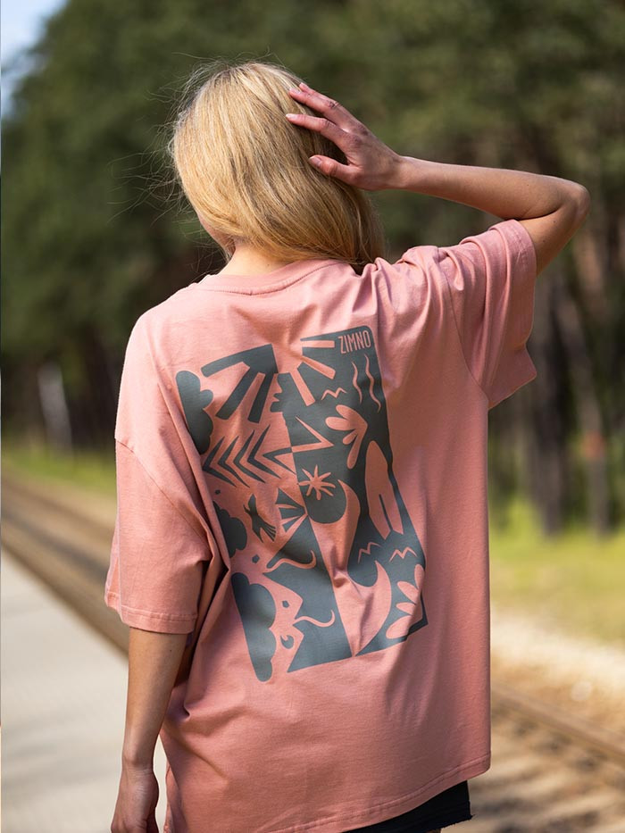 T-shirt Unisex Pudełkowy Lato Różowy