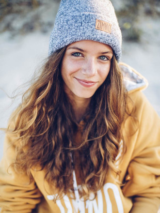 Czapka Gruba Alpaka Pastelowy Róż Lookbook