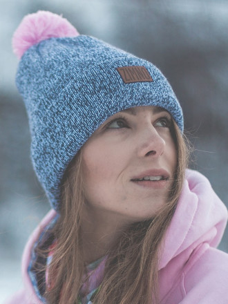 Czapka Gruba Alpaka Pastelowy Róż Lookbook
