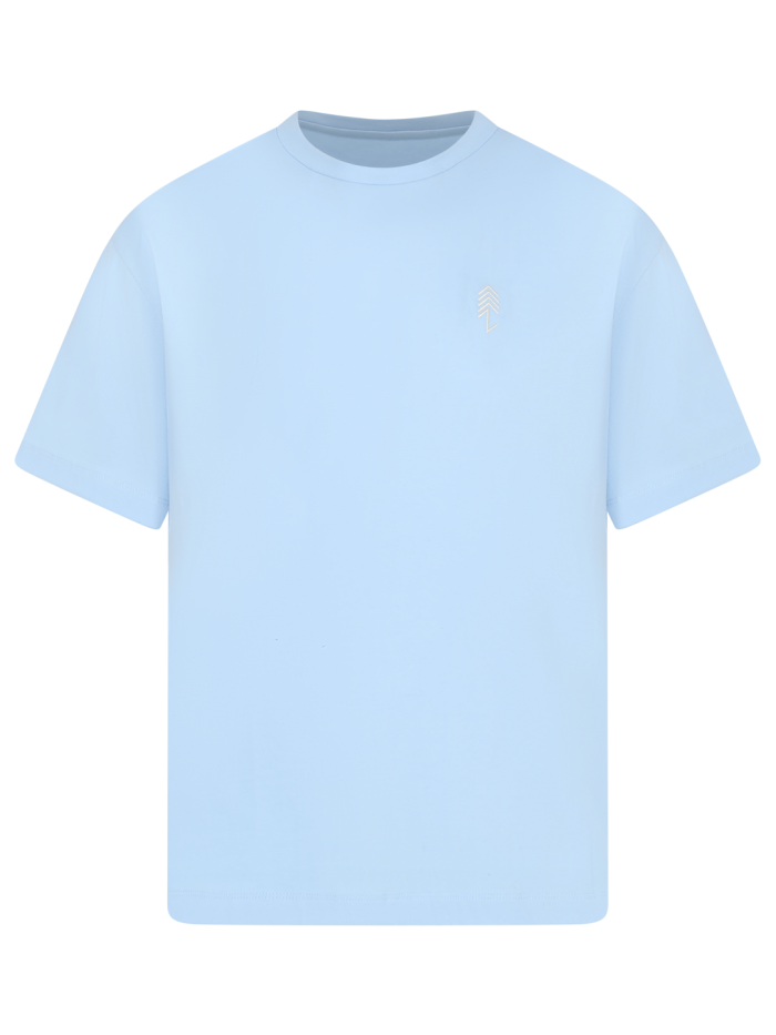 T-Shirt pudełkowy błękitny z nadrukiem