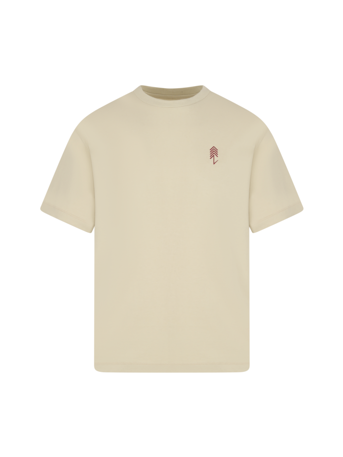 T-Shirt pudełkowy kremowy z nadrukiem