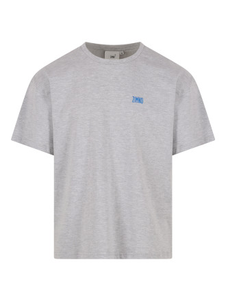 T-shirt pudełkowy szary z nadrukiem UNISEX