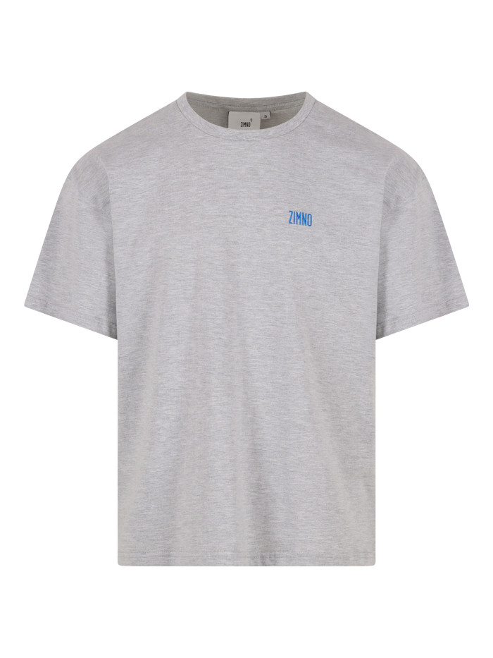 T-shirt pudełkowy szary z nadrukiem UNISEX