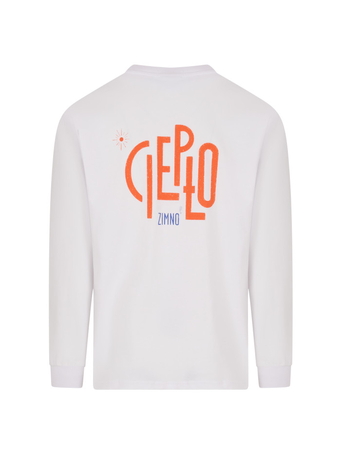 Longsleeve oversize biały z nadrukiem UNISEX