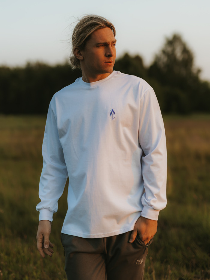 Longsleeve oversize biały z nadrukiem UNISEX