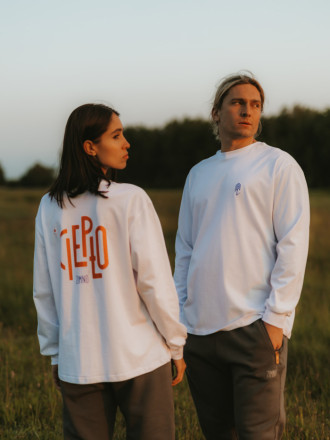 Longsleeve oversize biały z nadrukiem UNISEX