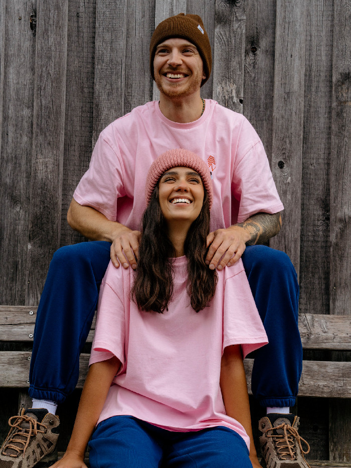 T-Shirt Unisex Pudełkowy Zima Różowy