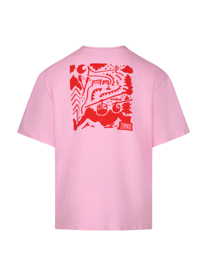 T-Shirt Unisex Pudełkowy Zima Różowy