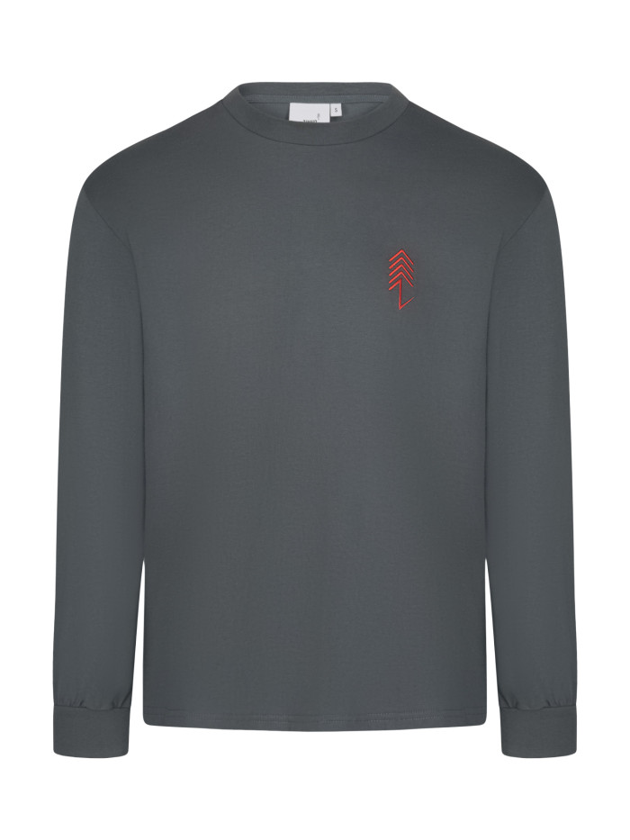 Longsleeve oversize grafitowy z nadrukiem GÓRY UNISEX