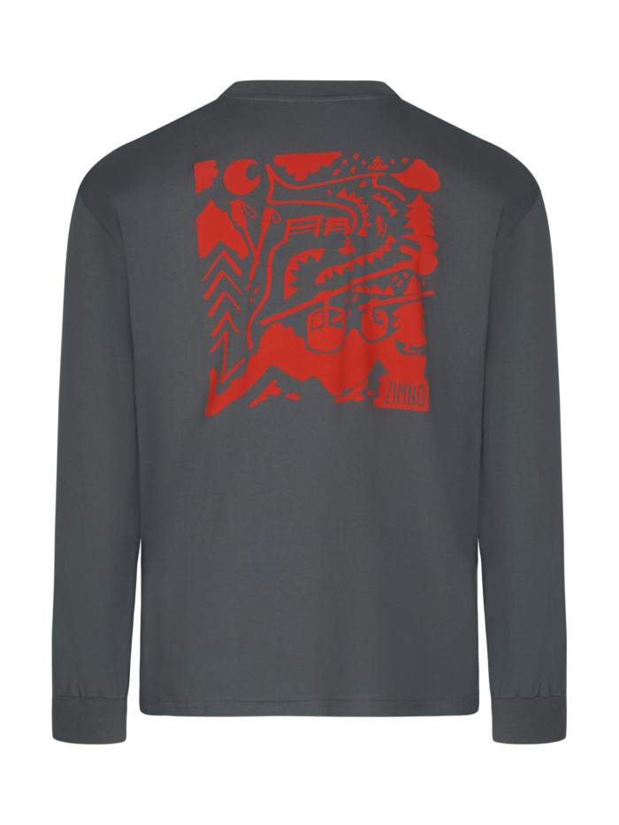 Longsleeve oversize grafitowy z nadrukiem GÓRY UNISEX