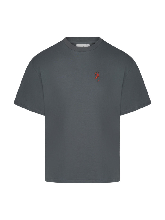 T-Shirt pudełkowy grafitowy z nadrukiem GÓRY UNISEX